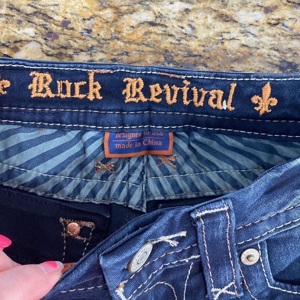 Rock Revival Anabela Dark Wash Low Rise Straight Leg Jeans Size 25 - Picture 5 of 11
